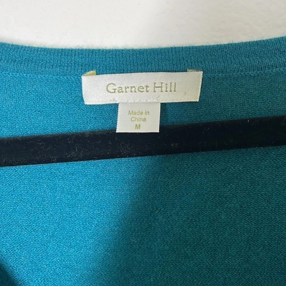 Garnet Hill Teal Cashmere & Silk Cardigan Sweater – Size M
